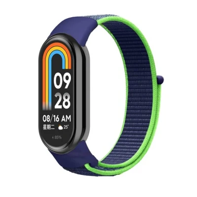 Afbeelding van Sport loop nylon bandje Donkerblauw met groen Xiaomi Smart band 8