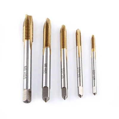Afbeelding van Set Van 5 Stuks Rechte Fluitkranen Assortiment M3, M4, M5, M6, M8 In HSS Stalen Coatingtapgereedschap Voor Schroefdraad
