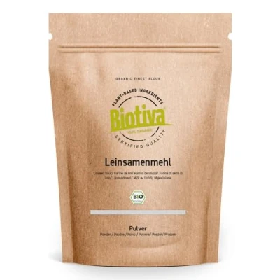 Afbeelding van Biotiva Lijnzaad Meel Biologisch 250g Plant Koolhydraatarm glutenvrij, sojavrij, lactosevrij premium biologische kwaliteit gecertificeerd en gecontroleerd in Duitsland.