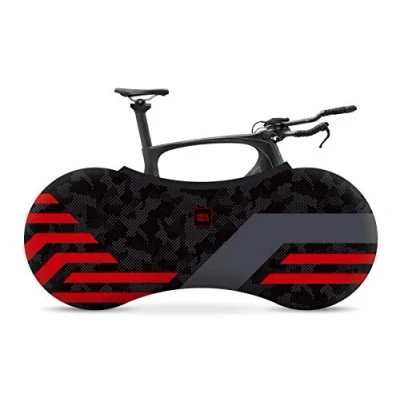 Afbeelding van Velo Sock Indoor fietsenstalling, standaard design &quot;Red Lines&quot;, ideaal voor 26 &quot; 29&quot; fietsen, 3D stretch, machinewasbaar, Eén maat