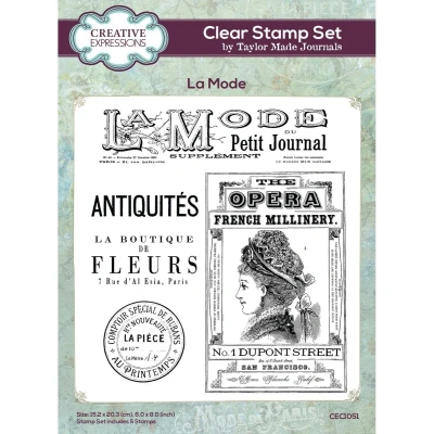 Afbeelding van Creative Expressions Taylor Made Journals La Mode 6&quot; x 8&quot; Clear Stempel Set, 6