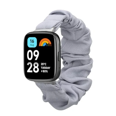 Afbeelding van kwmobile elastisch bandje voor smartwatch geschikt Xiaomi Redmi Watch 3 Active / Lite Horlogebandje van katoen In blauwgrijs