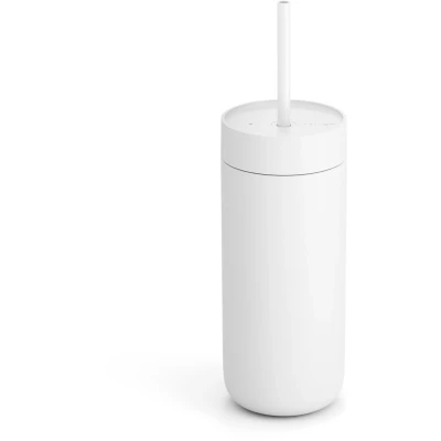 Afbeelding van Drinkfles Fellow met rietje Waterfles BPA vrij Carter Cold Tumbler Mat Wit 475ml