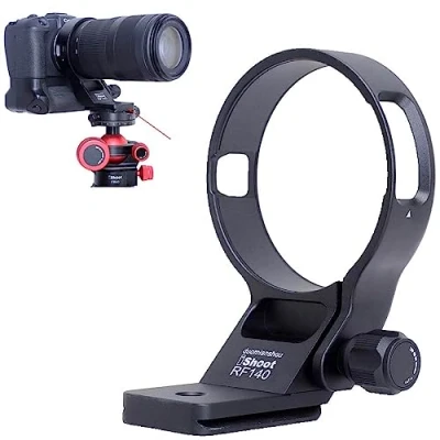 Afbeelding van iShoot Metalen statiefbevestiging ring lenskraag compatibel met Canon RF 100 400mm f/5.6 8 is USM, lensondersteuning houder beugel onderkant Arca Swiss Fit Quick Release Plate Zwaluwstaartgroef