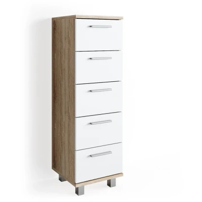 Afbeelding van Vicco Badkamerkast &quot;Ilias&quot;, Sonoma/Wit, 30 x 95 cm