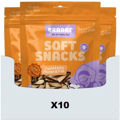 Afbeelding van 10x Braaaf Twisted Bites Kip Vis 85 gr