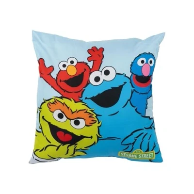 Afbeelding van United Labels Sesamstraat Kussen kruimelmonster, Elmo, Oscar &amp; Grobi pluche sierkussen hoofdkussen zitkussen blauw 40 x cm