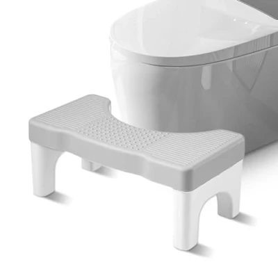 Afbeelding van BYZESTY toiletkruk, kruk badkamer, antislip kruk, toiletpotje, voor bestrijdt aambeien, verstopping, winderigheid
