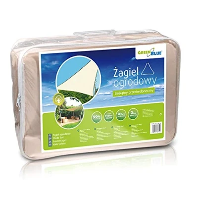 Afbeelding van Zonnezeil Schaduwdoek Grrenblue driehoek 3.6m Cream