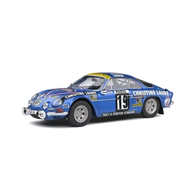 Afbeelding van het 1:18 Diecast model van De Renault A110 Alpine 1600SC #19 Montecarlo Rally 1976. rijders waren M. Mouton en F. Conconi. fabrikant schaalmodel is Solido.Dit alleen online beschikbaar