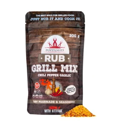 Afbeelding van Grill Mix BBQ Rub 100% Natuurlijke Kruidensamenstelling Chilipeper Knoflook Kruidmix Perfect voor Gegrild Voedsel! Rundvlees Varkensvlees Vis Groenten Kip Grote Verpakking (200g)