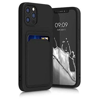 Afbeelding van kwmobile telefoonhoesje geschikt voor Apple iPhone 12 / Pro Hoesje met pasjeshouder TPU case in zwart