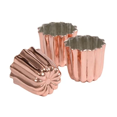 Afbeelding van Patisse 719197 Set van 3 koperen geribbelde Bordeaux mallen 17,5 x 6 cm