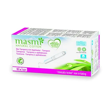 Afbeelding van MASMI NATURAL COTTON Bio Tampons Light + Applikator, 18 Stück