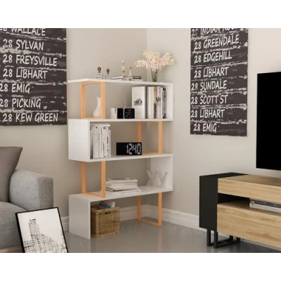 Afbeelding van Usu Boekenkastplank L91,5cm Wit Hout en Goud Metaal Menzzo
