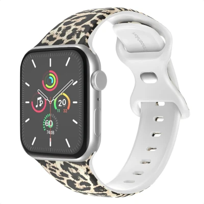 Afbeelding van imoshion Siliconen⁺ bandje Geschikt voor Apple Watch 1, 2, 3, 4, 5, 6, 7, 8, 9, 10, SE, Ultra (2) 44/45/46/49 mm Leopard One Size