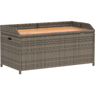 Afbeelding van Opbergbank 100x50x52 cm poly rattan en acaciahout grijs