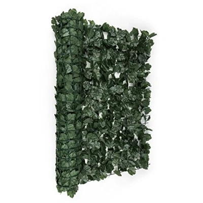 Afbeelding van blumfeldt Fency Dark Ivy privacybescherming, windbescherming, geluidsbescherming, 300 x 100 cm, klimopbladeren, hoge opaciteit, geplastificeerd gaas, maaswijdte 6 donkergroen
