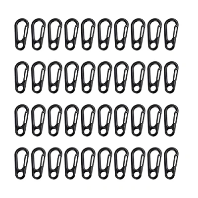 Afbeelding van Jrzyhi 40 stuks mini karabijnhaken, veer, rugzak, sluitingen, karabijnhaak, klimmen, snappen, kleine Sf lente, snap, sleutelhanger, haken, voor buiten, zwart