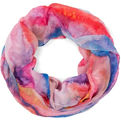 Afbeelding van styleBREAKER Dames loopsjaal met kleurrijk aquarel kleurverlooppatroon, lichte zomerse colsjaal meerkleurig 01016220, oranje rood blauw, Eén Maat
