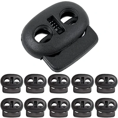 Afbeelding van Ronde koordstopper met 2 gat, 25 x 22 mm, 5 mm Ideaal voor Ø 4.5 koorden, 10 stuks, Rubber Koordklem, Tanka Jas, Rugzakken, Snoerklem, Snelveters Schoenen