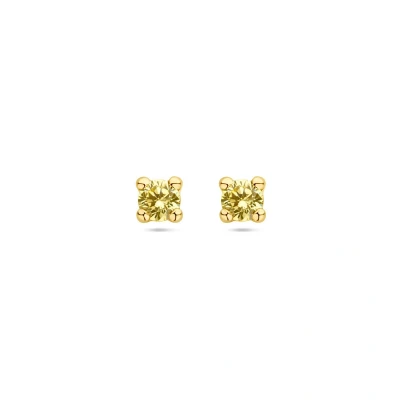 Afbeelding van 14K Geelgouden Oorknoppen met Synthetische Peridot Stijlvolle en Kleurrijke Oorbellen