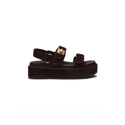 Afbeelding van Steve Madden Bigmona suède sandalen donkerbruin