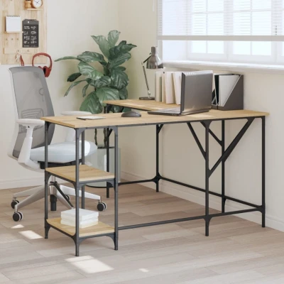 Afbeelding van Bureau 139x139x75 cm bewerkt hout sonoma eikenkleurig