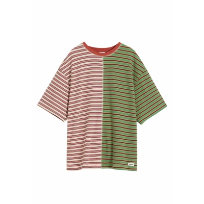 Afbeelding van Desigual Striped Tshirt print, Heren, Maat: Large, Green