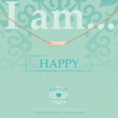 Afbeelding van Heart to get IAM414N happy R ketting rose verguld