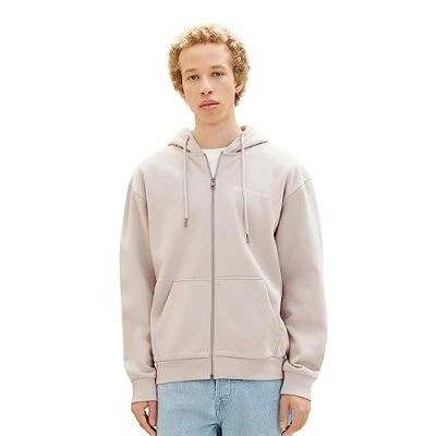 Afbeelding van TOM Tailor Denim FULL ZIP Sweater met rits, Heren, Maat: Medium, Light dove grey