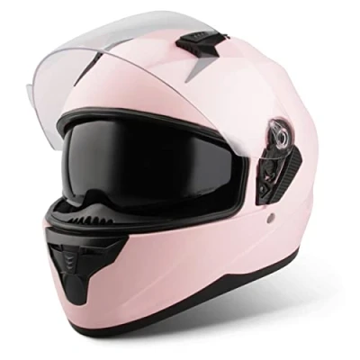 Afbeelding van VINZ Kennet ECE 22.06 Integraalhelm met Zonnevizier / Motorhelm Scooter helm Brommerhelm Mat Roze