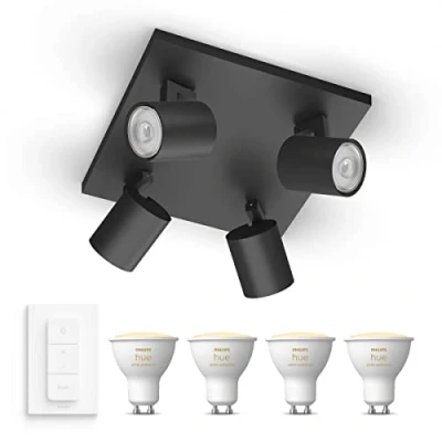 Afbeelding van Philips myLiving Runner Opbouwspot met Hue White GU10 &amp; Dimmer Spotjes Opbouw Bluetooth 4 Lichtpunten Zwart