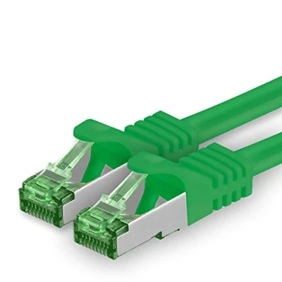 Afbeelding van 1aTTack.de Cat.7 netwerkkabel 5m groen 1 stuk Cat7 Ethernet kabel netwerk Lan ruwe 10 Gb S FTP PIMF set patchkabel met Rj 45 connector Cat.6a