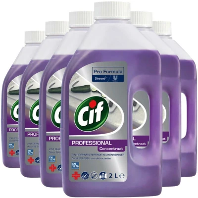 Afbeelding van 6x Cif Pro Formula 2 in 1 Desinfecterende Keukenreiniger liter