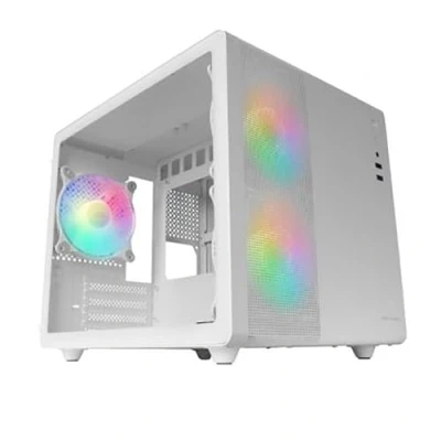 Afbeelding van MARSGAMING MC400W Gaming MC 400 Wit Compact Micro ATX Case Volledig Zijvenster Gehard Glas 3x 120mm FRGB Fans Mesh Zijpaneel