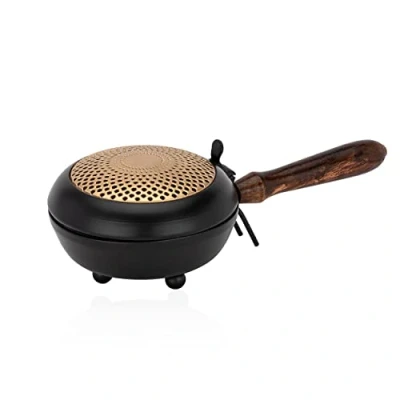 Afbeelding van NKlaus wierookpan ijzer 23cm houten handvat zon goud wierookbrander 11489