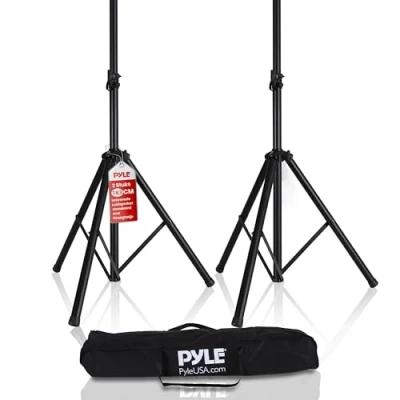 Afbeelding van Pyle Speaker Standaard Luidsprekerstandaard Luidsprekersteun Stand met Verstelbare Hoogte Opvouwbare Tripod Opbergzak Zwart