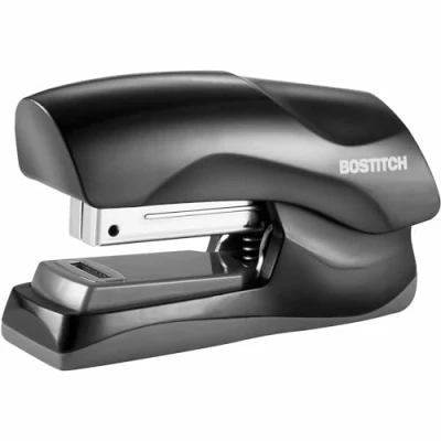 Afbeelding van Bostitch Office Heavy Duty nietmachine, capaciteit 40 vel, geen vastlopen, halve strip, past in de palm van je hand, voor klaslokaal, kantoor of bureau, zwart