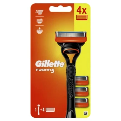Afbeelding van Gillette Fusion5 scheerapparaat voor mannen + 4 reservemesjes, met 5 wrijvingsverminderende messen, een dat je nauwelijks voelt, zwart