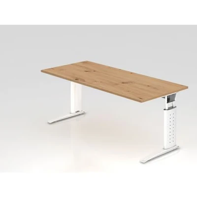 Afbeelding van UNDA 19 W Bureau 180 x 80 Tafelhoogte I In hoogte verstelbaar Essen Eik/Zilver