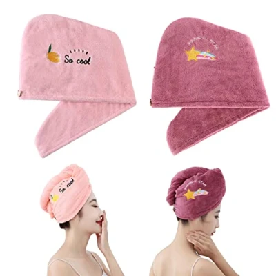Afbeelding van Rapid Drying Hair Towel,Microfibre Towel Wrap for Long Hair,Super Absorbent,Anti Frizz (2Pcs A)