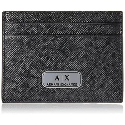 Afbeelding van Armani Exchange heren Pasjeshouder van leer in de kleur Zwart