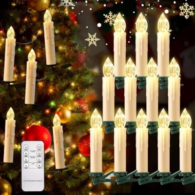 Afbeelding van cimetech 12 delige led kerstkaarsen, warmwit, vlamloze kerstboomkaarsen, kaarsen, kerstboom met afstandsbediening, timer, kerstdecoratie kerstdecoratie, feestdecoratie, Halloween