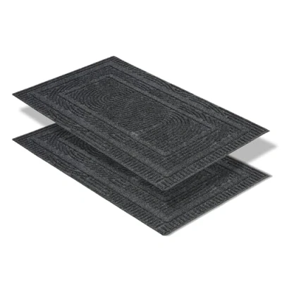 Afbeelding van Antislip buitendeurmat weerbestendige stofmat vuilafstotende voor entree set van 2 40 x 60 cm lus grijs