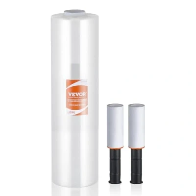Afbeelding van VEVOR Rekfolie, 38,1 cm x 366 m, rol transparante stretchfolie, duurzaam, 1 stuk, 80 gauge, robuuste stretchfolie met handgrepen voor palletverpakking, verzending, verhuizing