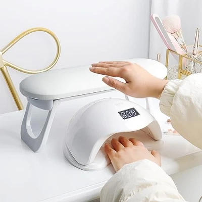 Afbeelding van AMOYUN handsteun voor manicure, vingernagels, microvezel leer, manicure armleuning, klein kleedje, nagelaccessoires