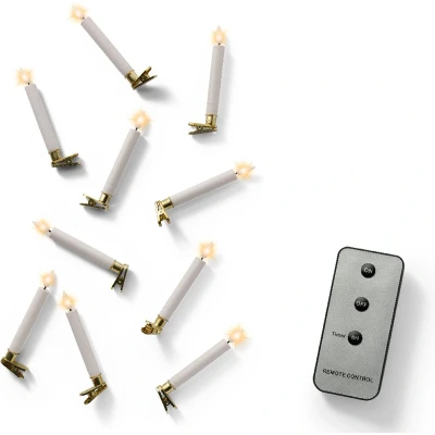Afbeelding van LED candlelights d4h14c wit/flm 10st kerst Lumineo