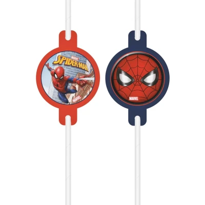 Afbeelding van Spiderman rietjes Crime Fighter 4 stuks