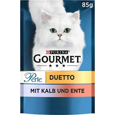 Afbeelding van PURINA GOURMET Perle Duetto Natte kattenvoer, met kalf en eend, verpakking van 26 stuks (26 x 85 g)